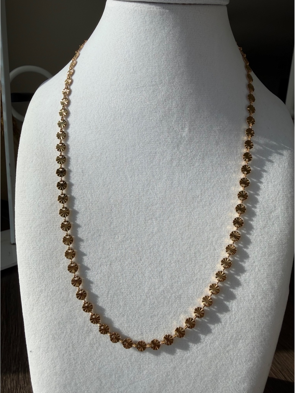 Non-Tarnish 18K Gold Plated Sunburst Disc Necklace